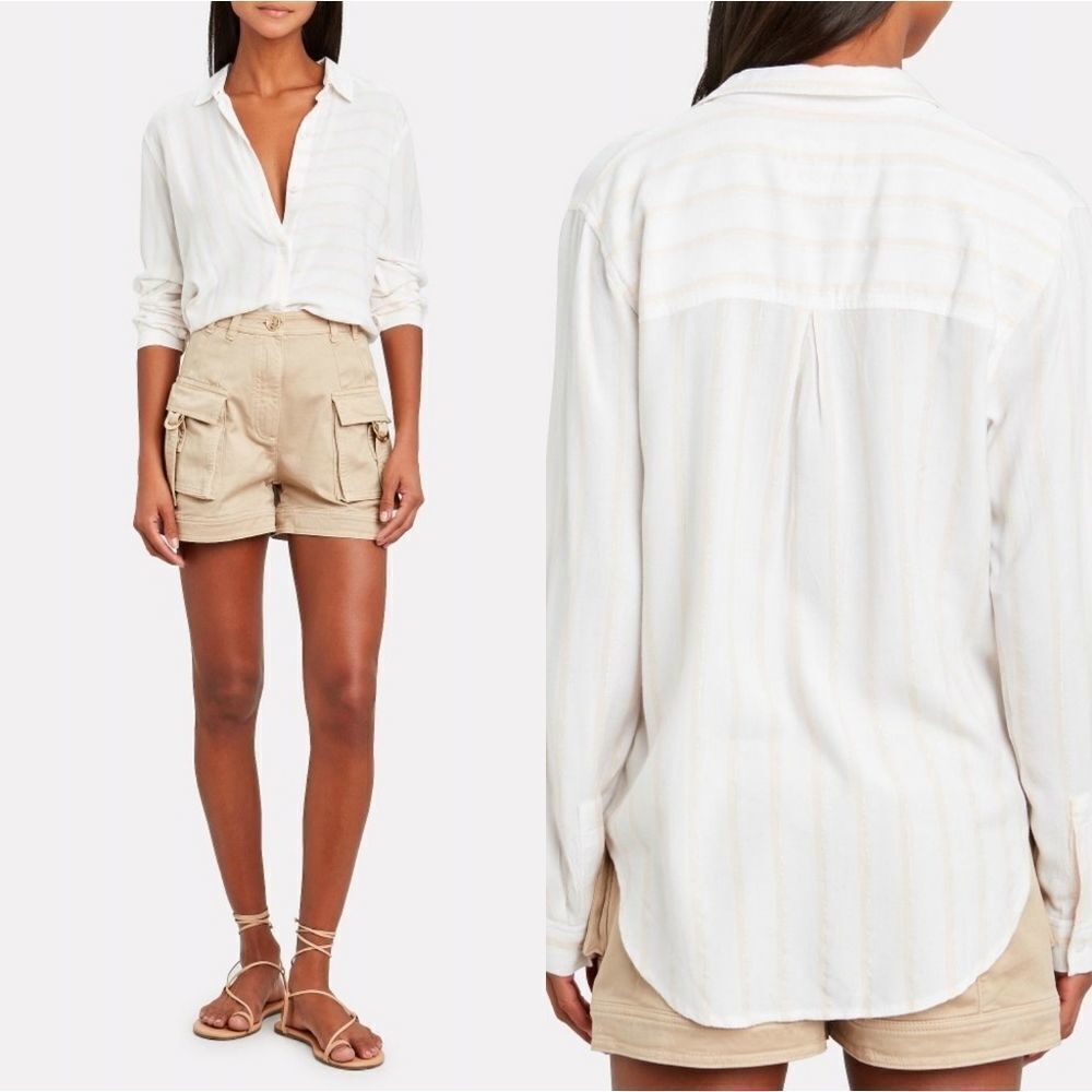 Rails Bonnie White Rainbow Stripe Button Up Blouse